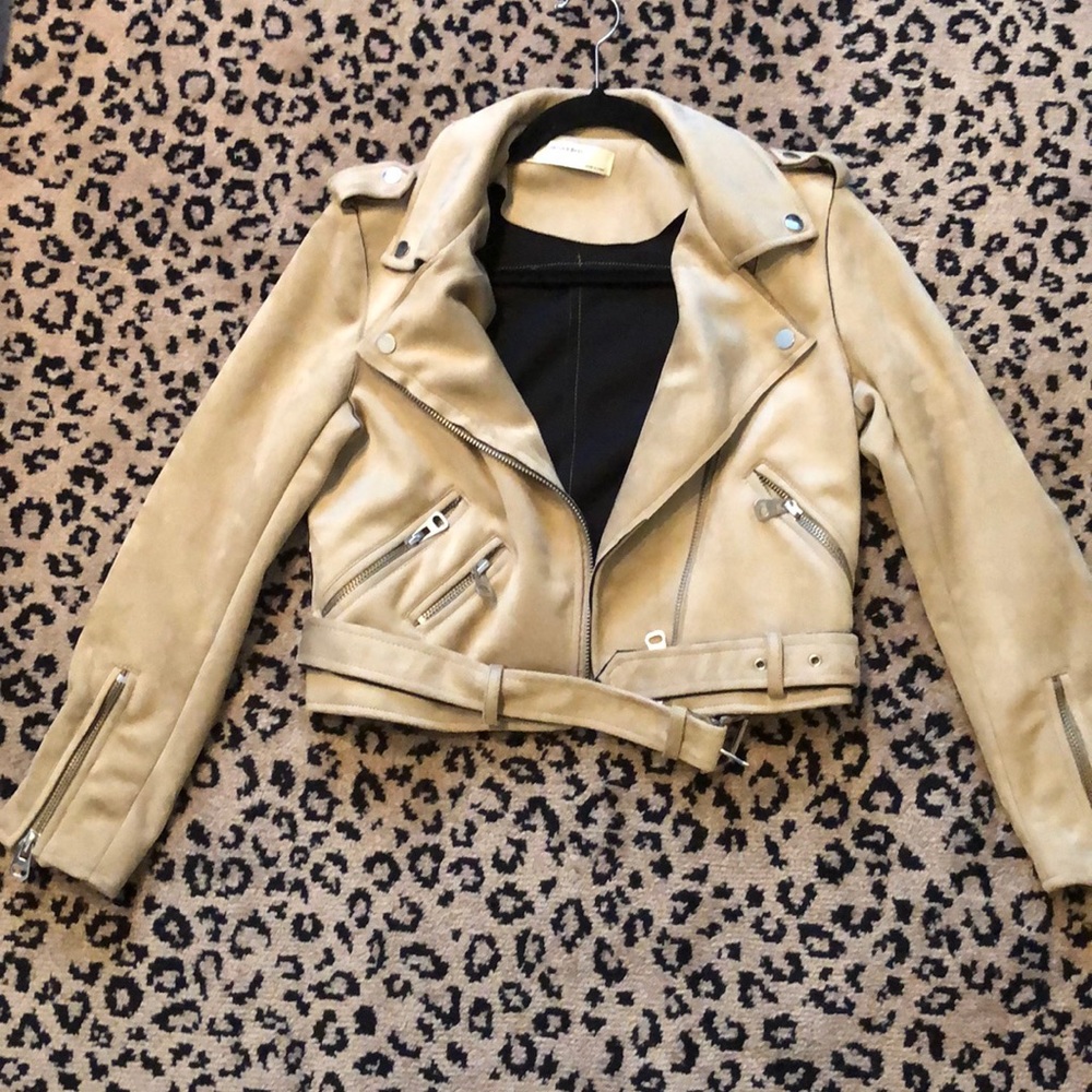Suede Nude Bomber Jacket